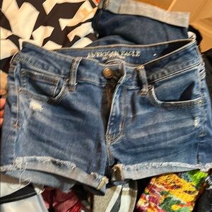 American Eagle Outfitters Blue Jean Shorts Distressed Style
